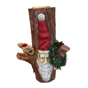Santa's World Kurt S Adler Inc Santa Tree Stump Squirel Wreath Candle Holder